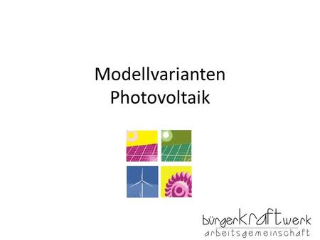Modellvarianten Photovoltaik