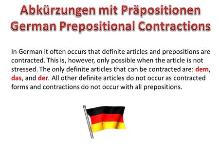 Abkürzungen mit Präpositionen German Prepositional Contractions