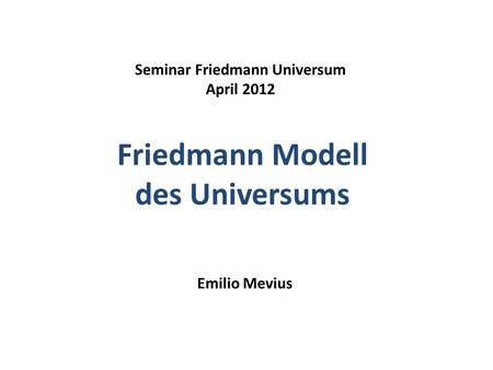 Friedmann Modell des Universums