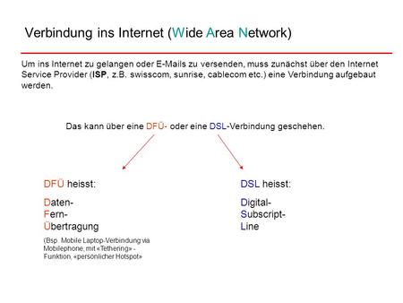 Verbindung ins Internet (Wide Area Network)