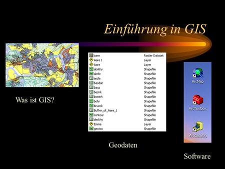 Einführung in GIS Was ist GIS? Geodaten Software.