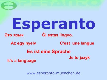 Esperanto Es ist eine Sprache Это язык Ĝi estas lingvo. Az egy nyelv