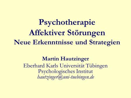 Psychotherapie Affektiver Störungen Neue Erkenntnisse und Strategien