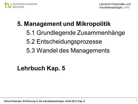 5. Management und Mikropolitik