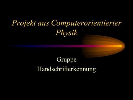 Projekt aus Computerorientierter Physik