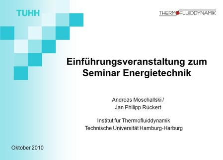 Einführungsveranstaltung zum Seminar Energietechnik