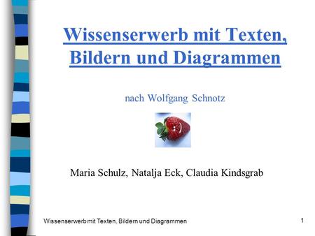 Wissenserwerb mit Texten, Bildern und Diagrammen nach Wolfgang Schnotz