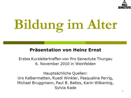 Präsentation von Heinz Ernst