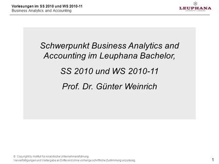 Schwerpunkt Business Analytics and Accounting im Leuphana Bachelor,