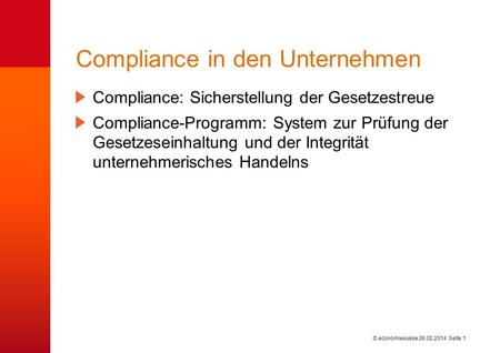 Compliance in den Unternehmen