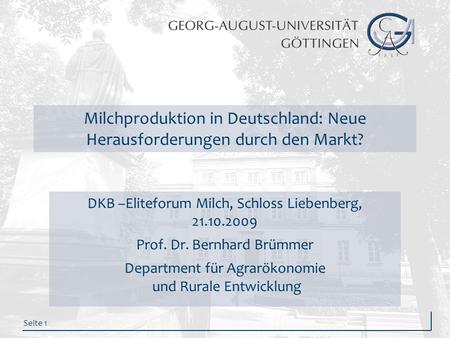 DKB –Eliteforum Milch, Schloss Liebenberg, Prof. Dr. Bernhard Brümmer