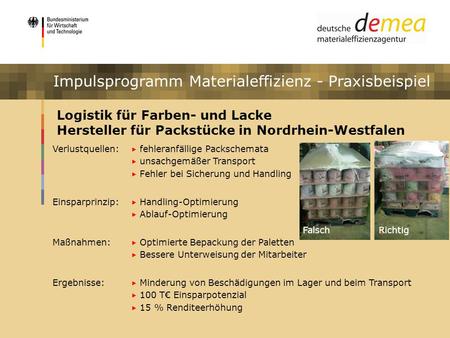 Impulsprogramm Materialeffizienz - Praxisbeispiel