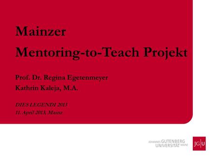 Mentoring-to-Teach Projekt