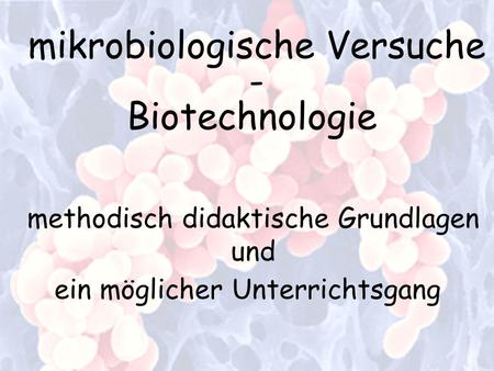 mikrobiologische Versuche - Biotechnologie