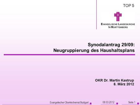 Synodalantrag 29/09: Neugruppierung des Haushaltsplans