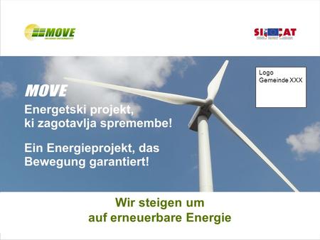 Wir steigen um auf erneuerbare Energie Logo Gemeinde XXX.