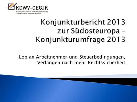 Konjunkturbericht 2013 zur Südosteuropa – Konjunkturumfrage 2013