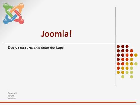 Joomla! Das OpenSource-CMS unter der Lupe Baumann Patzke Wiemer.