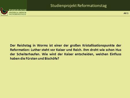Studienprojekt Reformationstag