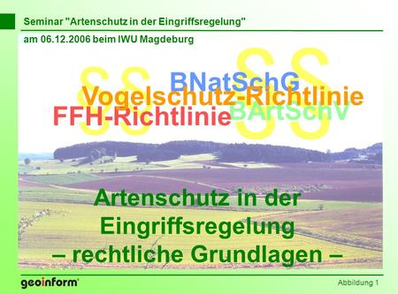 §§ §§ BNatSchG Vogelschutz-Richtlinie BArtSchV FFH-Richtlinie