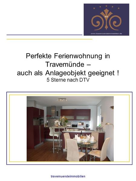 Travemuendeimmobilien Perfekte Ferienwohnung in Travemünde – auch als Anlageobjekt geeignet ! 5 Sterne nach DTV Foto 1.