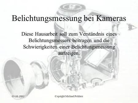 Belichtungsmessung bei Kameras