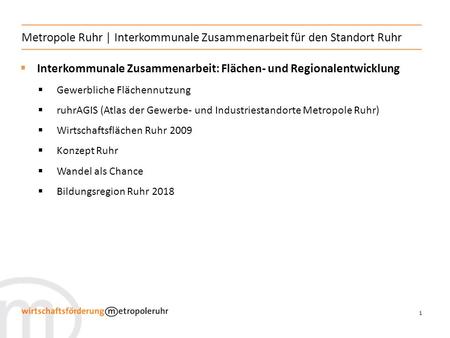 Metropole Ruhr | Interkommunale Zusammenarbeit für den Standort Ruhr