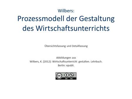 Wilbers: Prozessmodell der Gestaltung des Wirtschaftsunterrichts
