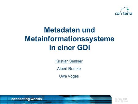 Metadaten und Metainformationssysteme in einer GDI