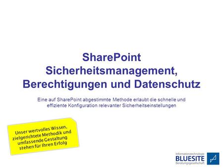 SharePoint Sicherheitsmanagement, Berechtigungen und Datenschutz
