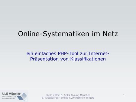 Online-Systematiken im Netz