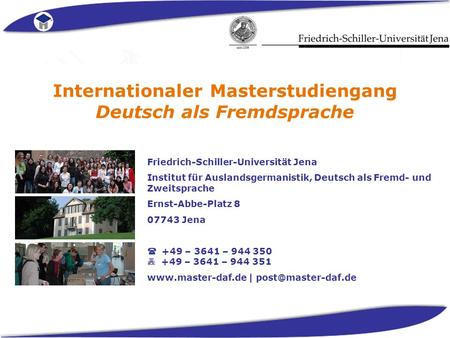 Internationaler Masterstudiengang Deutsch als Fremdsprache