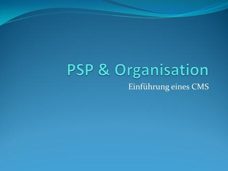PSP & Organisation Einführung eines CMS.