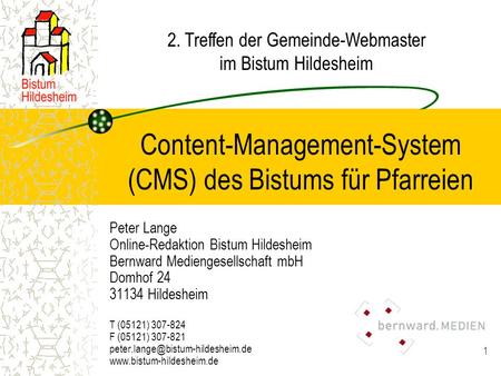 Content-Management-System (CMS) des Bistums für Pfarreien