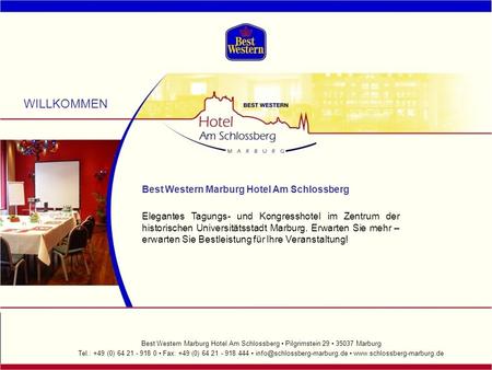 WILLKOMMEN Best Western Marburg Hotel Am Schlossberg