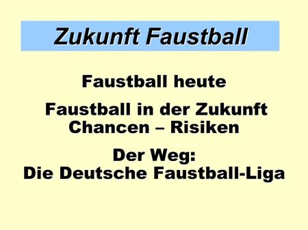 Faustball in der Zukunft Die Deutsche Faustball-Liga