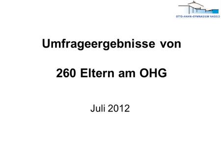 Umfrageergebnisse von 260 Eltern am OHG Juli 2012.