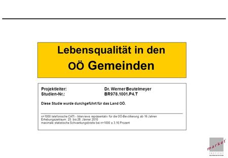 CHART 1 Ergebnisse in Prozent Dokumentation der Umfrage BR978.1001.P4.T: n=1000 Telefonische CATI - Interviews repräsentativ für die oberösterreichische.