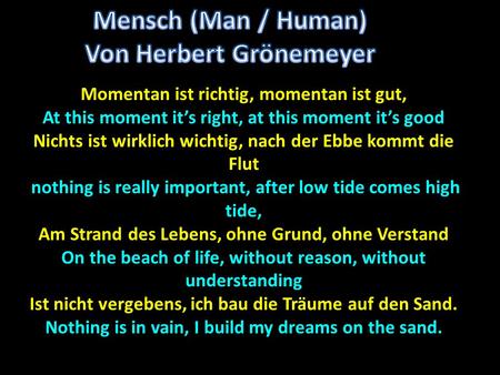 Mensch (Man / Human) Von Herbert Grönemeyer