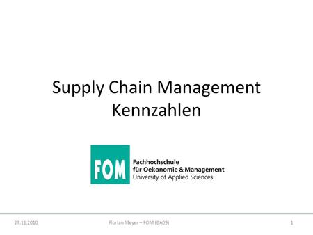 Supply Chain Management Kennzahlen