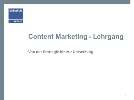 Content Marketing - Lehrgang