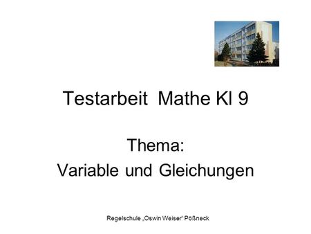 Thema: Variable und Gleichungen