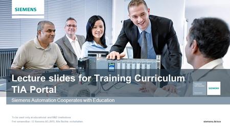 Lecture slides for Training Curriculum TIA Portal