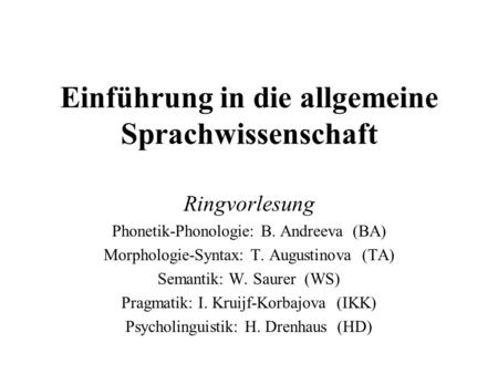 Einführung in die allgemeine Sprachwissenschaft