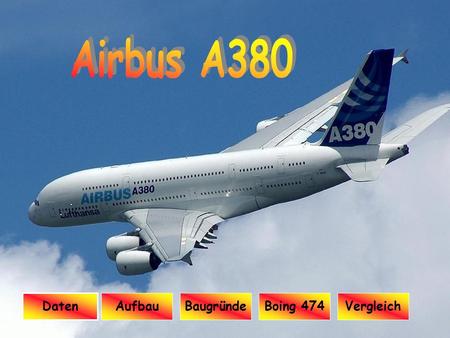 Präsentation AIRBUS A380 Airbus A380 Daten Aufbau Baugründe Boing 474