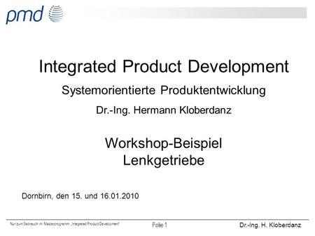 Integrated Product Development