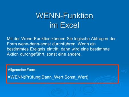 WENN-Funktion im Excel