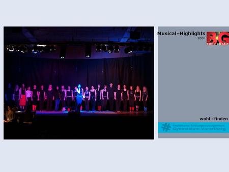 Wohl : finden Musical–Highlights 2006. wohl : finden Musical–Highlights 2006 Ausgangssituation (September 2005) Planung eines musikalischen Großprojekts.