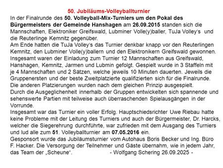 50. Jubiläums-Volleyballturnier