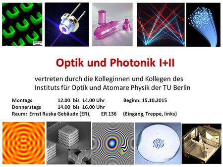 Optik und Photonik I+II